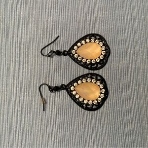 Elegant Black and Gold Teardrop Earrings